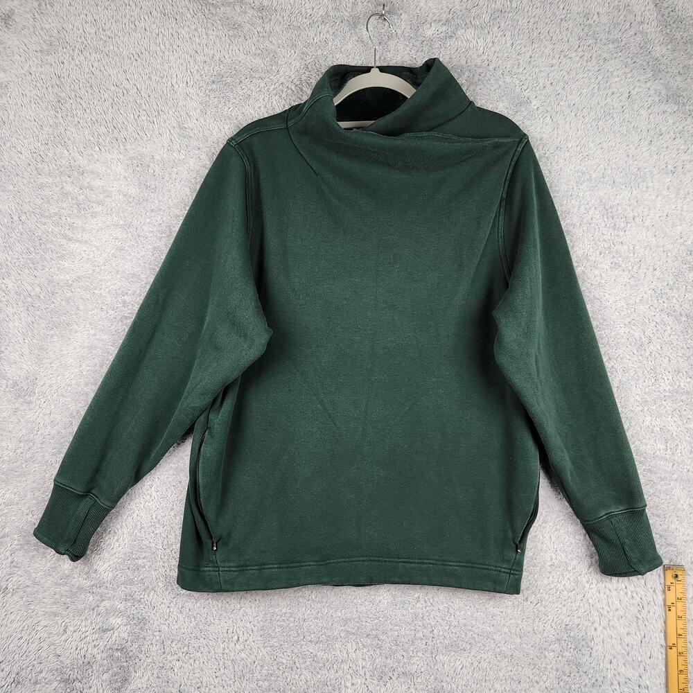 Athleta Cozy Karma Sweatshirt Womens XL Green Twist Neck Fleece Zip Pocket